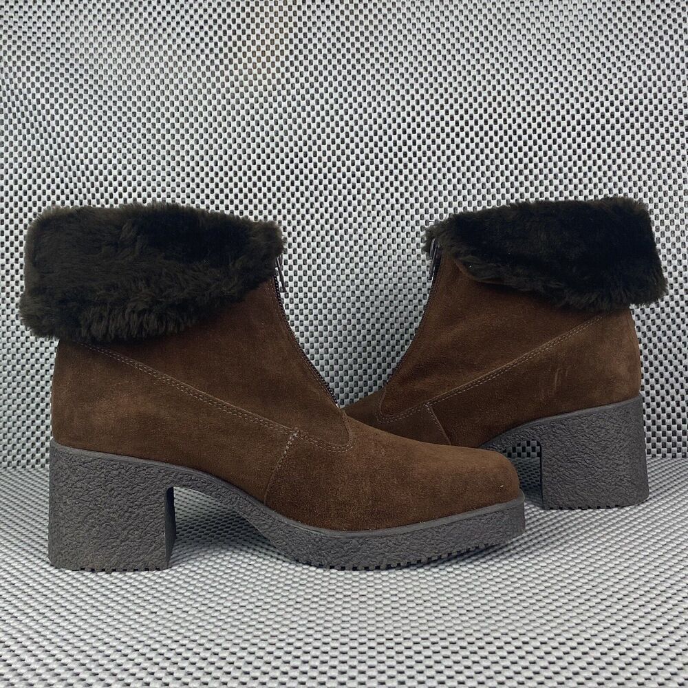 Grand Canadian Boots Womens 9.5 Brown Ankle Boots Block Heel Made In Canada